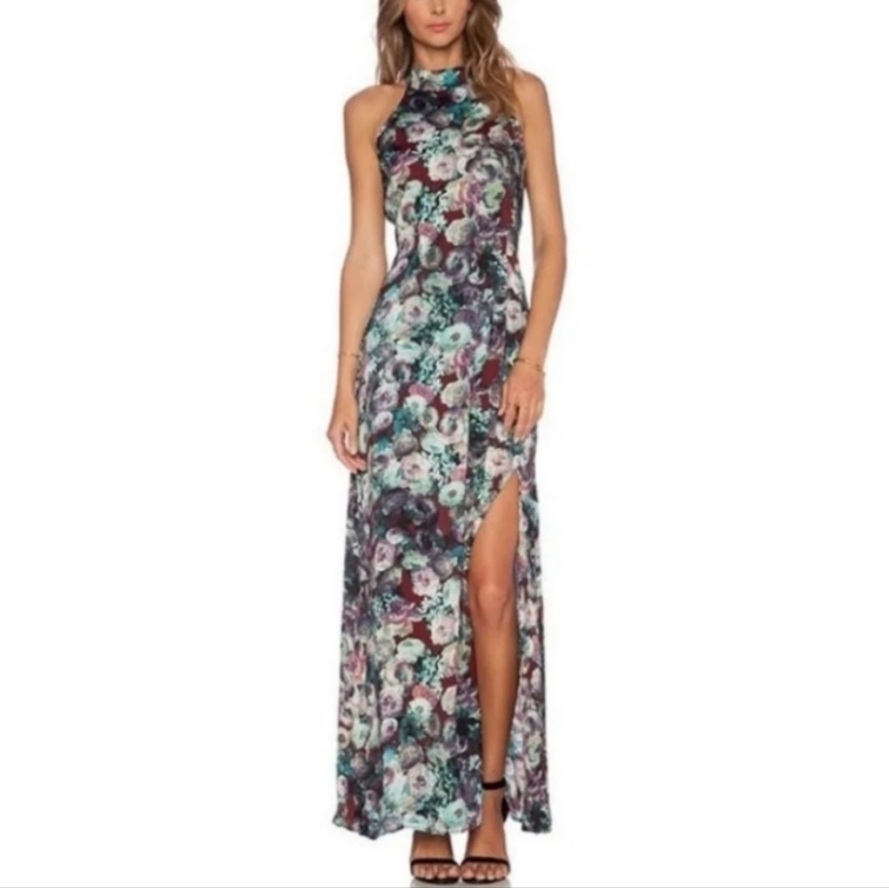 Tularosa midnight floral watercolor maxi dress, size S